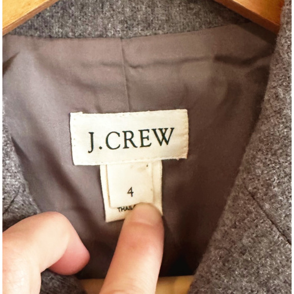 J Crew Women 100% Wool Double Breasted Blazer Jacket Size 4 Gray Preppy Academia - Picture 5 of 8